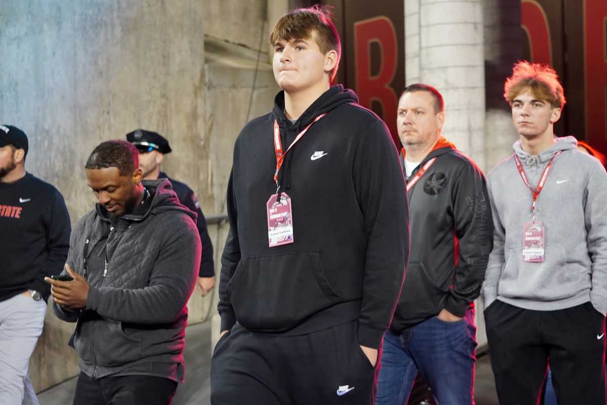 2026 OT Adam Guthrie during an unofficial visit to Ohio State. (Photo by Lori Schmidt of the Columbus Dispatch)